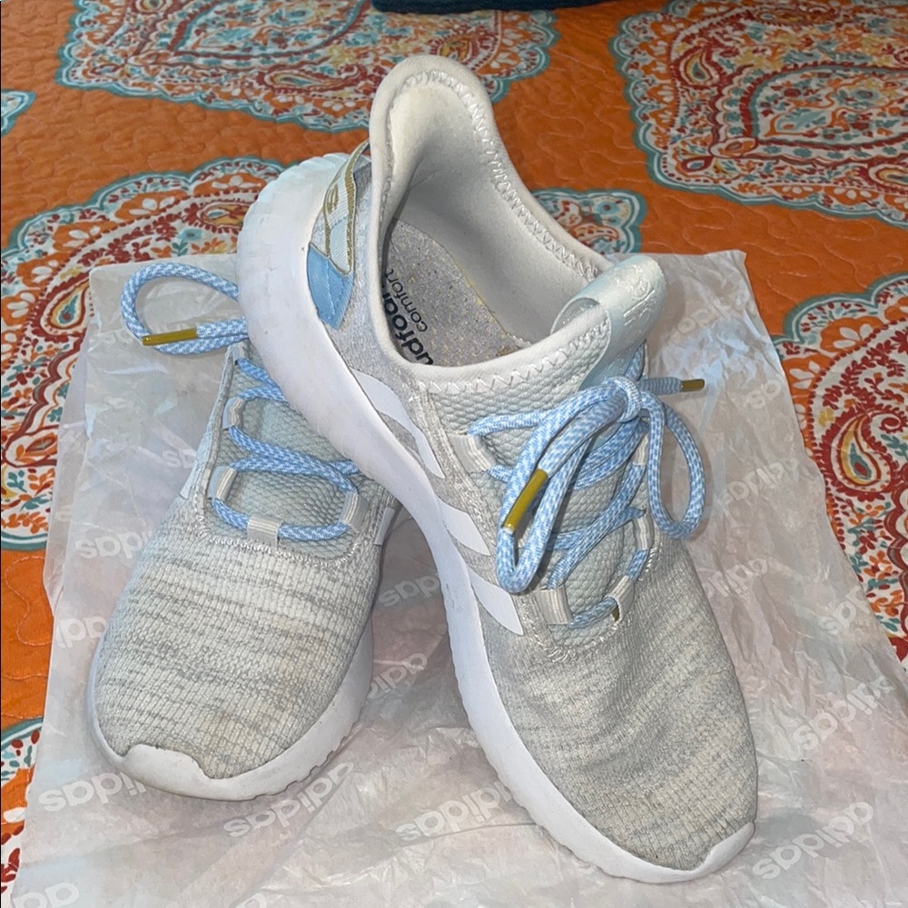 Adidas Gray Sneakers with Light Blue Accents